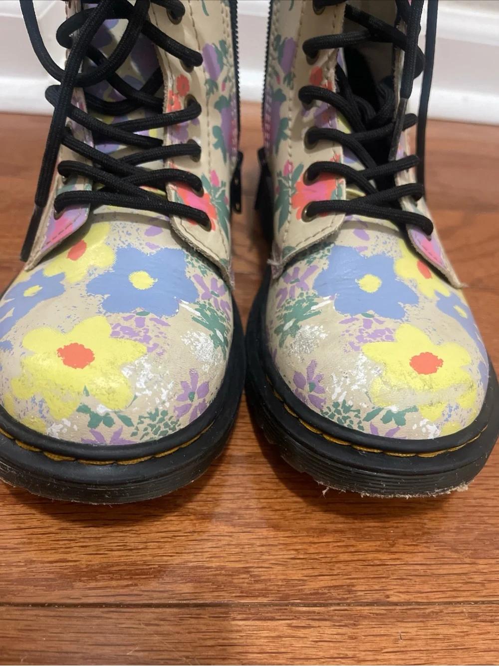 Dr. Martens Youth 1460 J Floral Mash Up Leather Lace Up Boots US 2